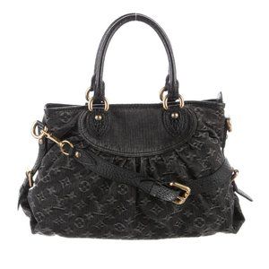 Original Louis Vuitton Neo Cabby Mm 1220 Black Denim Shoulder Bag